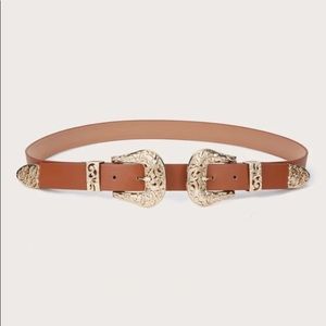 Brown Double Buckle Western Belt